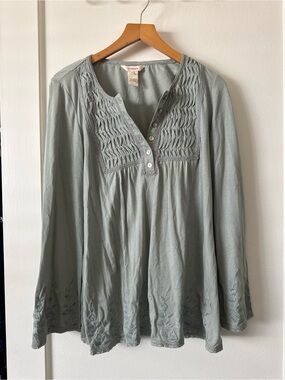 Sundance Sage Smocked Henley Blouse